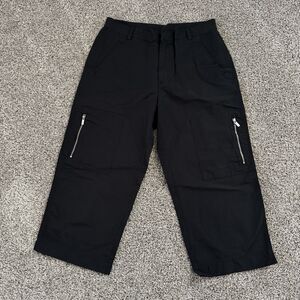 Lauren Ralph Lauren LRL Cropped Black Pants Cotton Nylon Zip Pockets Size 10